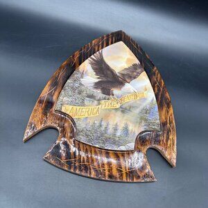 Vintage Arrowhead Wall Hanging Eagle America The Beautiful Rustic Handmade